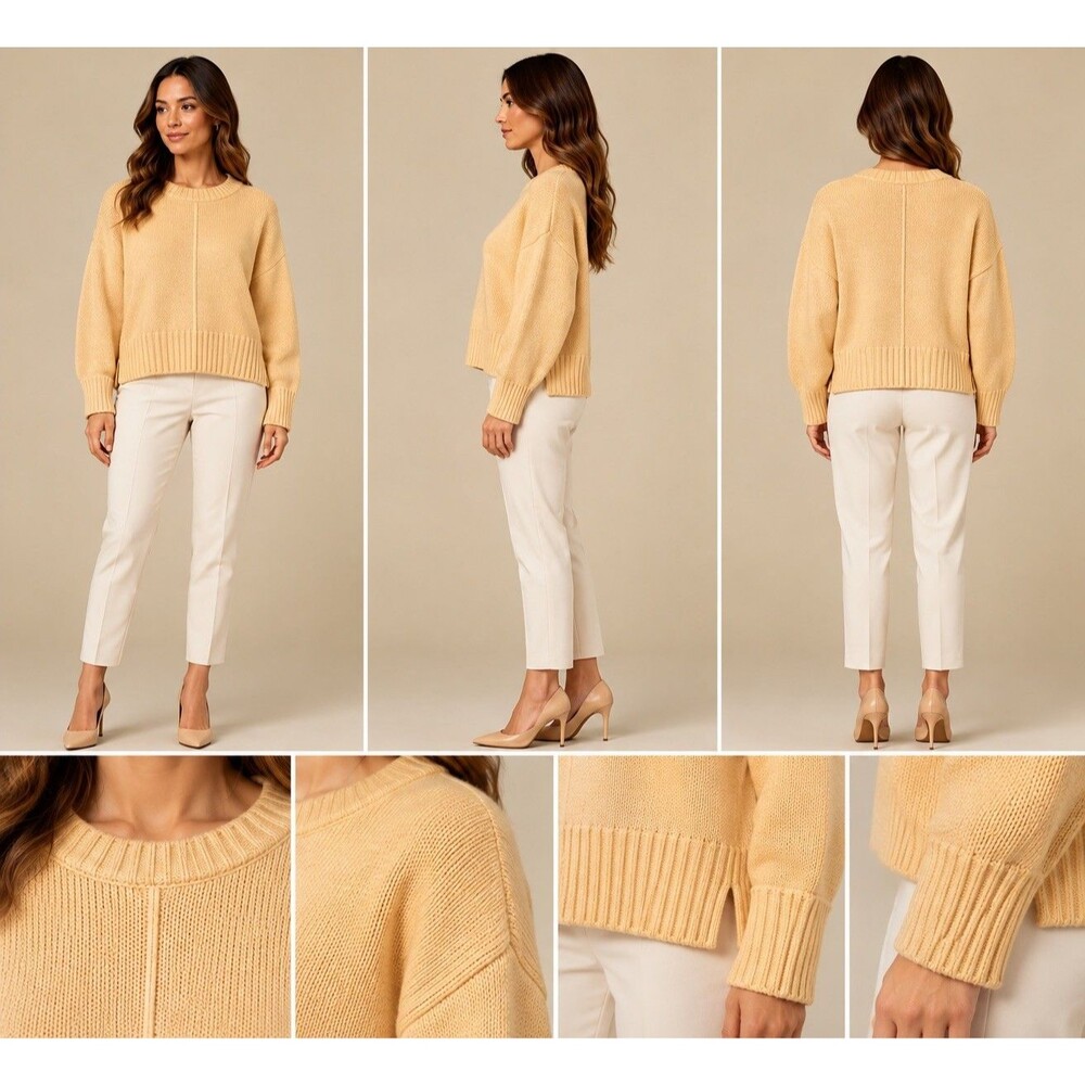 New Day Sweater Women’s Long-Sleeve Cottonblend Stretch Relaxed Orange Lrg